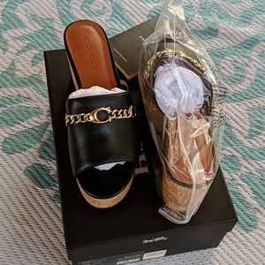 Coach Wendie leather Wedges size 7.5 NEW